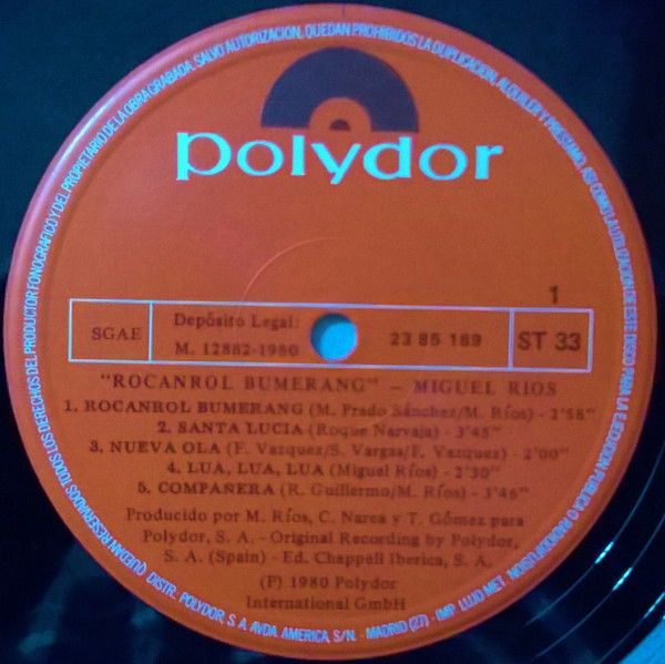 Miguel Ríos - Rocanrol Bumerang | Polydor (23 85 169) - 3