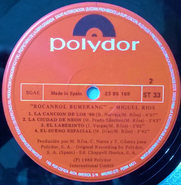 Miguel Ríos - Rocanrol Bumerang | Polydor (23 85 169) - 4