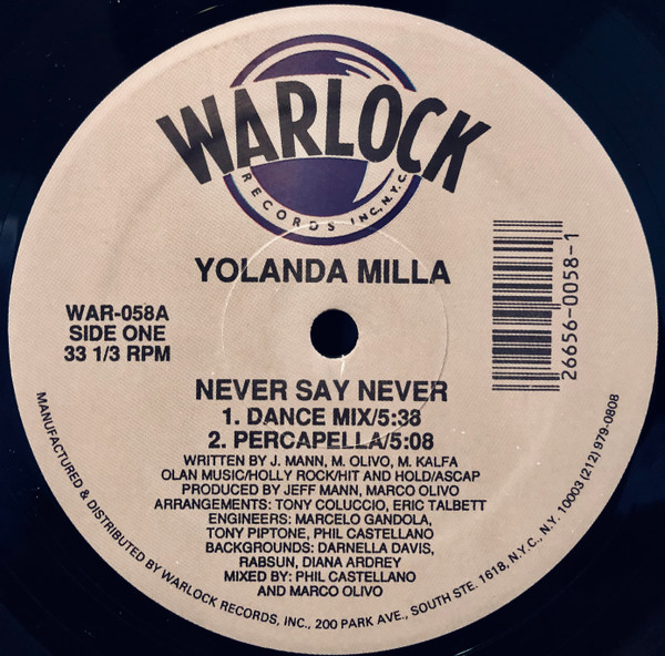 Yolanda Milla - Never Say Never | Warlock Records (WAR-058)