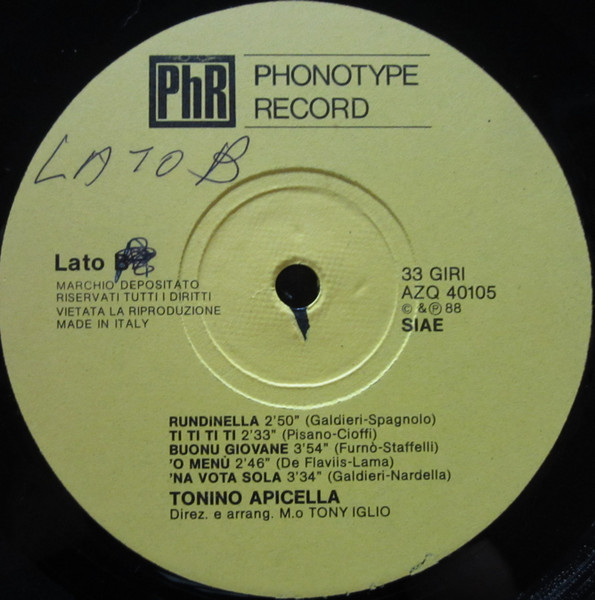 Tonino Apicella - Tonino Apicella | Phonotype Record (AZQ 40105) - 4
