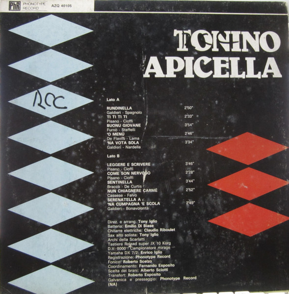 Tonino Apicella - Tonino Apicella | Phonotype Record (AZQ 40105) - 2