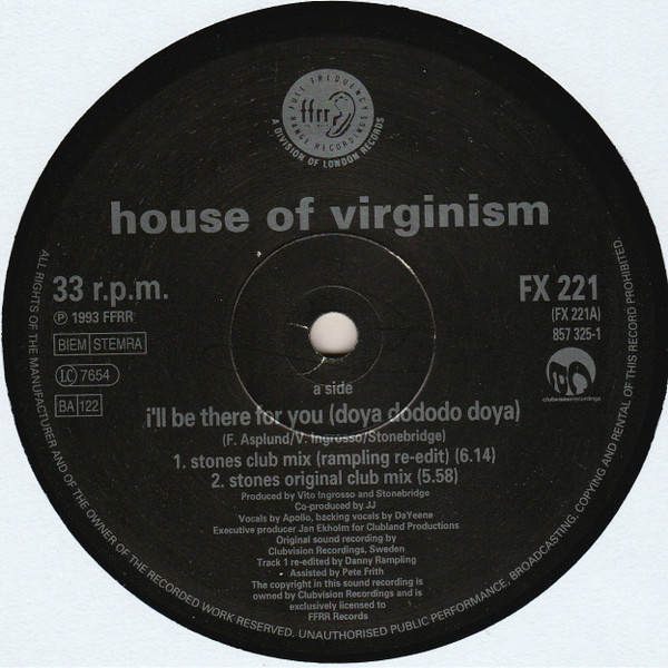 House Of Virginism - I'll Be There For You (Doya Do Do Do Doya) | FFRR (FX 221) - 4