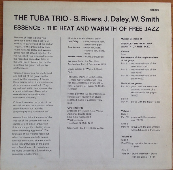 The Tuba Trio - Essence - The Heat And Warmth Of Free Jazz Vol. I | Circle Records (RK 2976/1) - 2