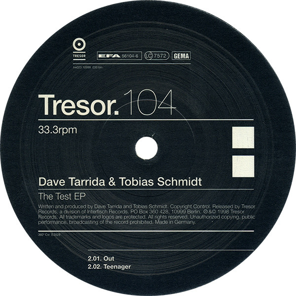 Dave Tarrida & Tobias Schmidt - The Test EP | Tresor (Tresor 104) - 2