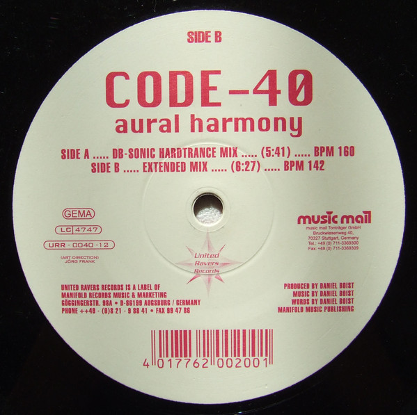 Code-40 - Aural Harmony | United Ravers Records (URR-040-12)