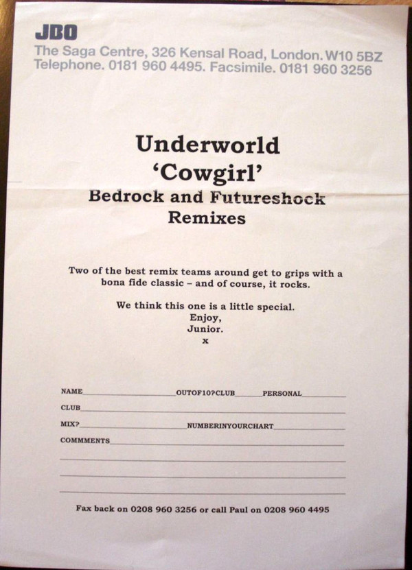 Underworld - Cowgirl | JBO (JBO5012526P) - 3