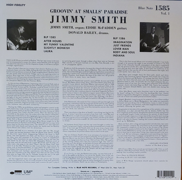 Jimmy Smith - Groovin' At Smalls' Paradise (Volume 1) | Blue Note (0822929) - 2