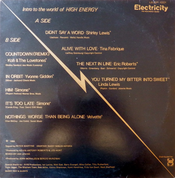 Various - The Best Of.... High Energy | Electricity Records (LELEP-1001) - 2