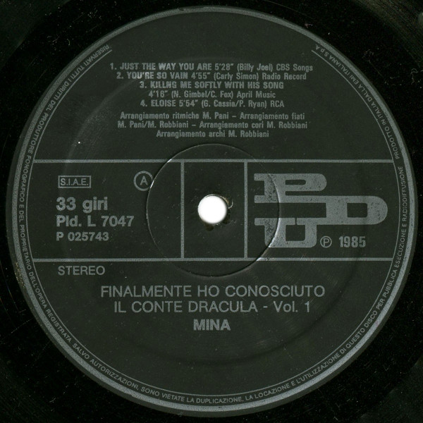 Mina - Finalmente Ho Conosciuto Il Conte Dracula... | PDU (PLD. L. 7047/48) - 3 Mina - Finalmente Ho Conosciuto Il Conte Dracula... | PDU (PLD. L. 7047/48) - 3