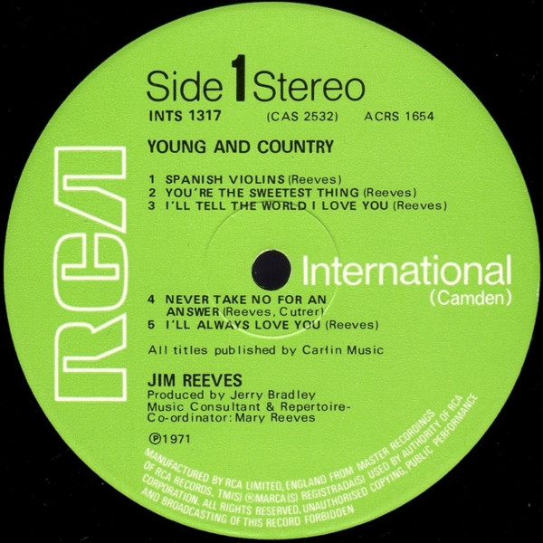 Jim Reeves - Young & Country | RCA International (Camden) (INTS 1317) - 3