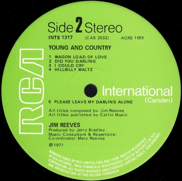 Jim Reeves - Young & Country | RCA International (Camden) (INTS 1317) - 4