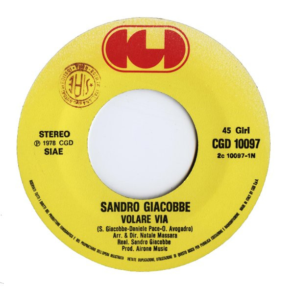Sandro Giacobbe - Volare Via | CGD (CGD 10097) - 3