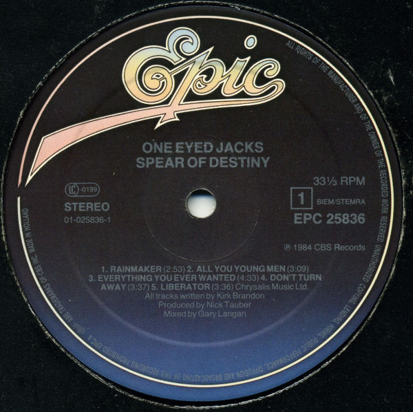 Spear Of Destiny - One Eyed Jacks | Epic (EPC 25836) - 3