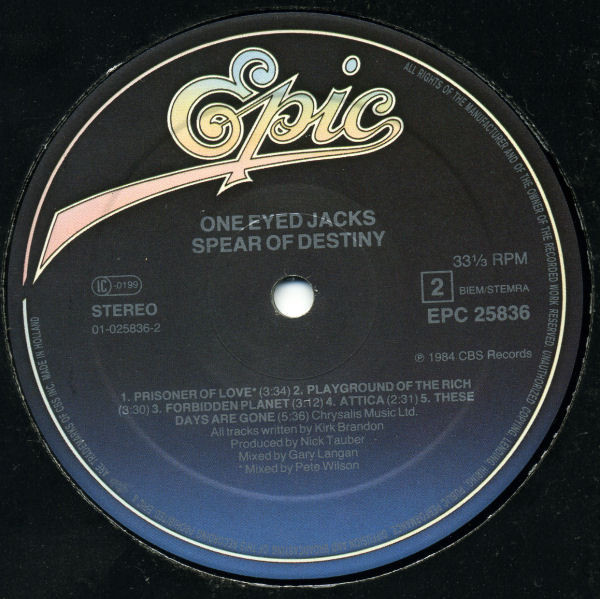 Spear Of Destiny - One Eyed Jacks | Epic (EPC 25836) - 4