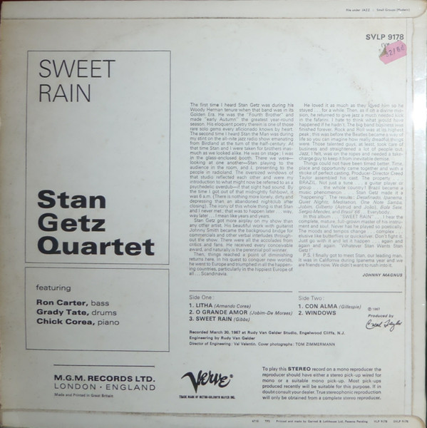 Stan Getz - Sweet Rain | Verve Records (SVLP 9178) - 2