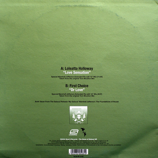 Loleatta Holloway / First Choice - Love Sensation / Dr Love (Marshall Jefferson 12" Re-Edit) | Suss'd Records (SALSA RE 12 003) - 2