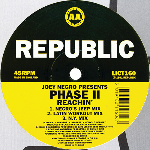Joey Negro Presents Phase II - Reachin' | Republic Records (LICT160) - 4 Joey Negro Presents Phase II - Reachin' | Republic Records (LICT160) - 4