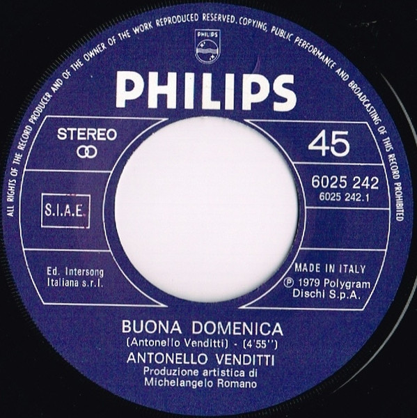 Antonello Venditti - Buona Domenica | Philips (6025 242) - 3