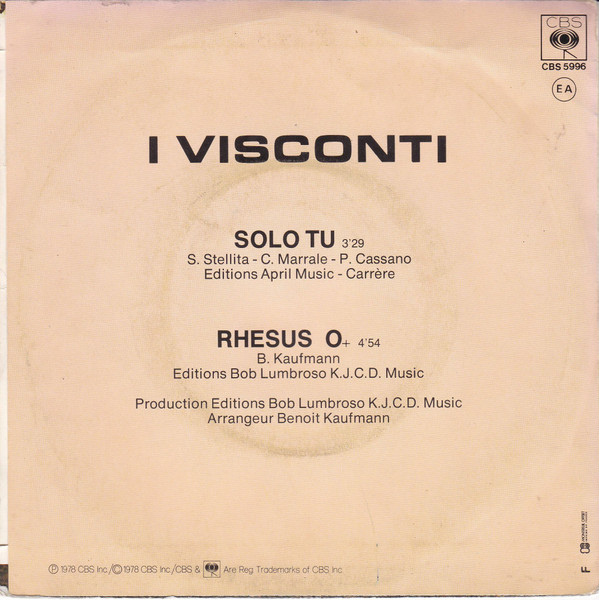 I Visconti - Solo Tu | CBS (CBS 5996) - 2 I Visconti - Solo Tu | CBS (CBS 5996) - 2
