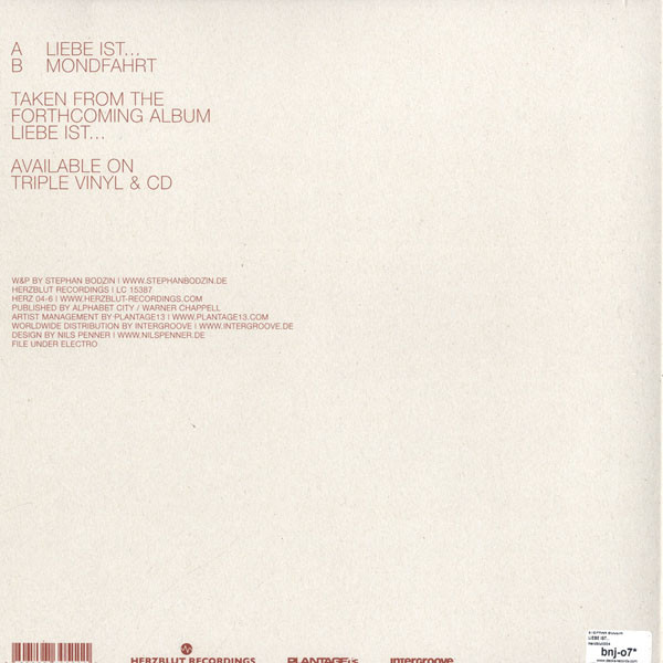 Stephan Bodzin - Liebe Ist... | Herzblut Recordings (HERZ 04-6) - 2