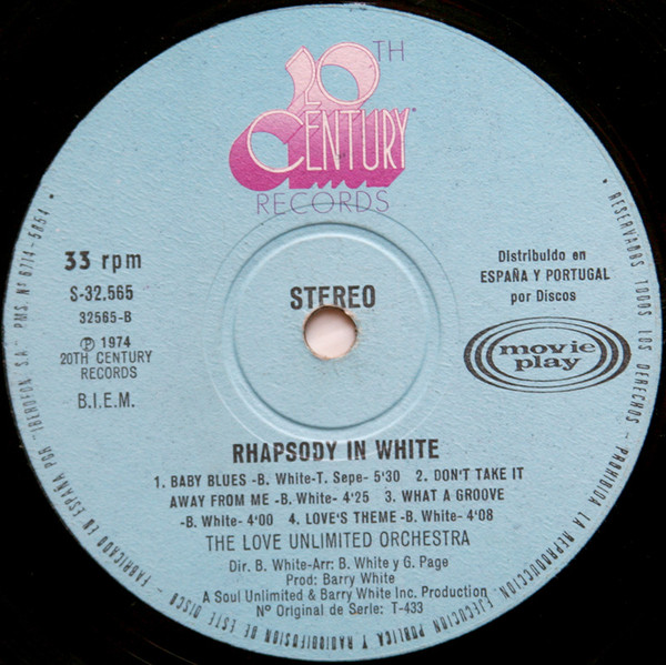 Love Unlimited Orchestra - Rhapsody In White | 20th Century Records (S-32.565) - 4