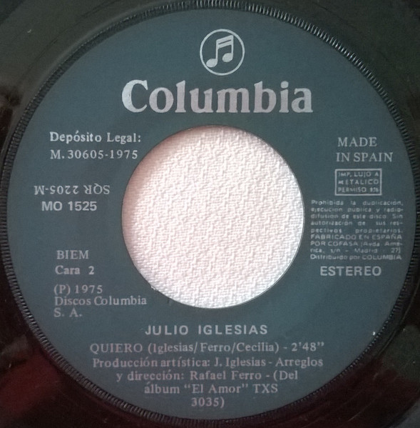 Julio Iglesias - Abrázame / Quiero | Columbia (MO 1525) - 4