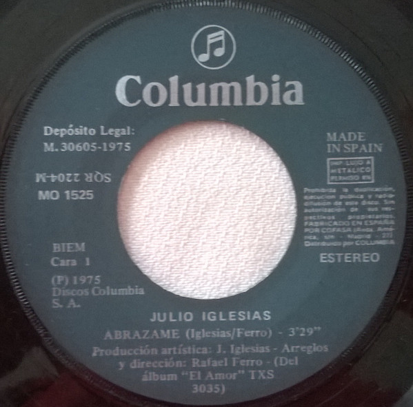 Julio Iglesias - Abrázame / Quiero | Columbia (MO 1525) - 3