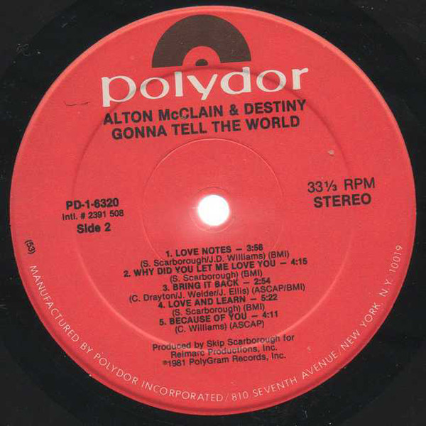 Alton McClain & Destiny - Gonna Tell The World | Polydor (PD-1-6320) - 4 Alton McClain & Destiny - Gonna Tell The World | Polydor (PD-1-6320) - 4