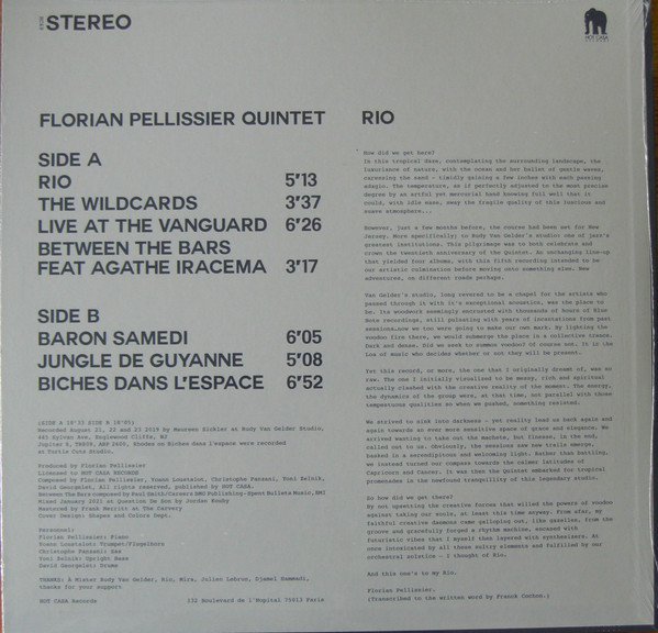 Florian Pellissier Quintet - Rio | Hot Casa Records (HC69) - 2