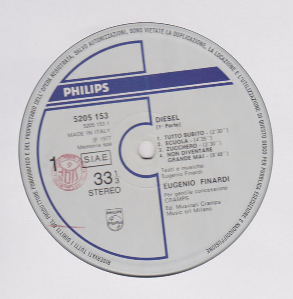 Eugenio Finardi - Diesel | Philips (5205 153) - 3