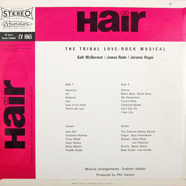 The Graham Walker Sound - Hair - The American Tribal Love-Rock Musical | Musidisc (30 CV 1065) - 2