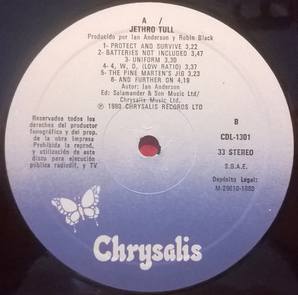 Jethro Tull - A | Chrysalis (CDL 1301) - 4