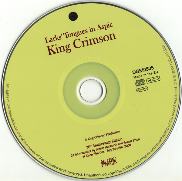 King Crimson - Larks' Tongues In Aspic | Discipline Global Mobile (DGM0505) - 3