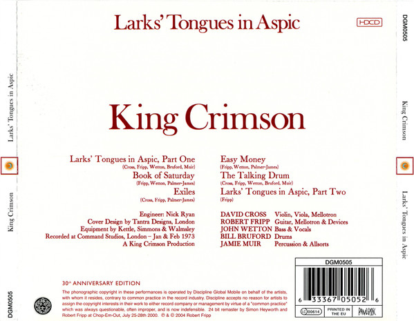 King Crimson - Larks' Tongues In Aspic | Discipline Global Mobile (DGM0505) - 2