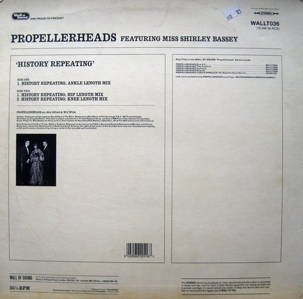 Propellerheads Featuring Shirley Bassey - History Repeating | Wall Of Sound (WALLT036) - 2 Propellerheads Featuring Shirley Bassey - History Repeating | Wall Of Sound (WALLT036) - 2