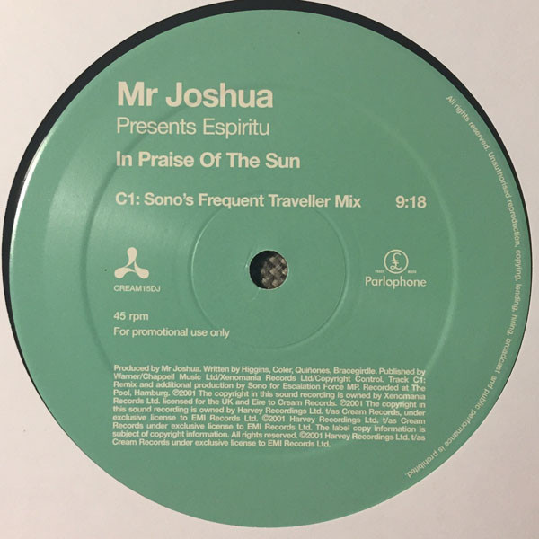 Mr Joshua Presents Espiritu - In Praise Of The Sun | Cream (CREAM15DJ) - 3 Mr Joshua Presents Espiritu - In Praise Of The Sun | Cream (CREAM15DJ) - 3