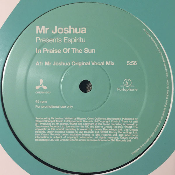 Mr Joshua Presents Espiritu - In Praise Of The Sun | Cream (CREAM15DJ) - main Mr Joshua Presents Espiritu - In Praise Of The Sun | Cream (CREAM15DJ) - main