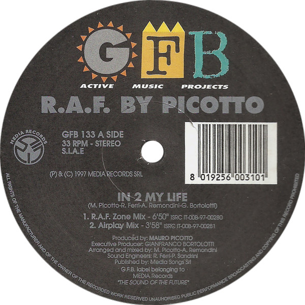 R.A.F. By Picotto - In 2 My Life | GFB Records (GFB 133)