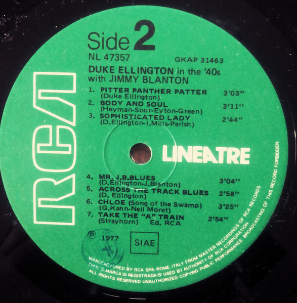 Duke Ellington With Jimmy Blanton - In The '40's | RCA (NL 47357) - 3 Duke Ellington With Jimmy Blanton - In The '40's | RCA (NL 47357) - 3