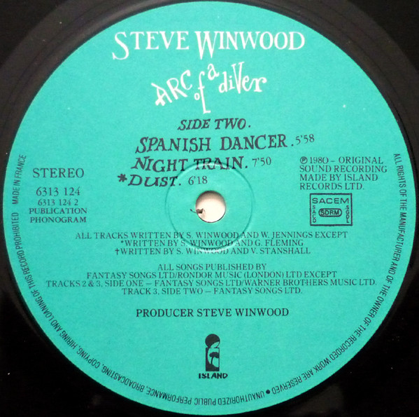 Steve Winwood - Arc Of A Diver | Island Records (6313 124) - 4