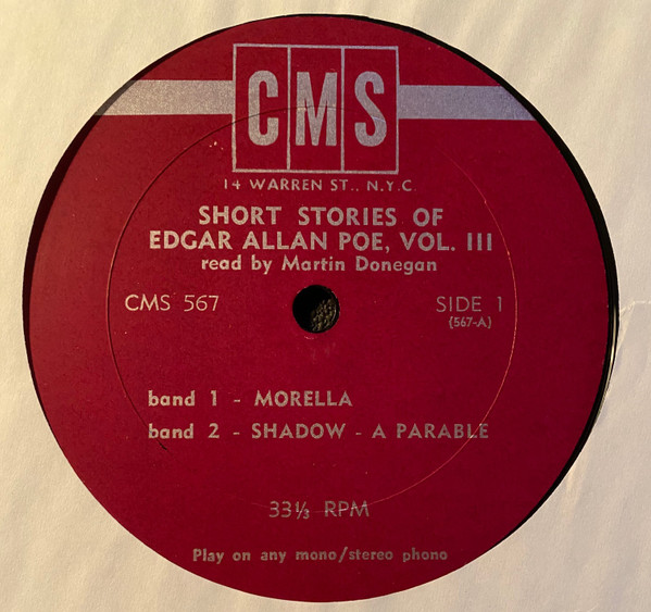 Edgar Allan Poe Read By Martin Donegan - Short Stories Of Edgar Allan Poe Vol. III | CMS (CMS 567) - 2