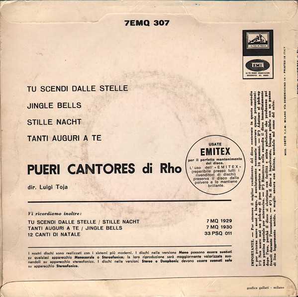 Coro Pueri Cantores Di Rho , Luigi Toja - Tu Scendi Dalle Stelle | La Voce Del Padrone (7EMQ 307) - 2 Coro Pueri Cantores Di Rho , Luigi Toja - Tu Scendi Dalle Stelle | La Voce Del Padrone (7EMQ 307) - 2