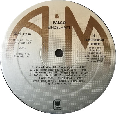 Falco - Einzelhaft | A&M Records (AMLH-68550) - 3