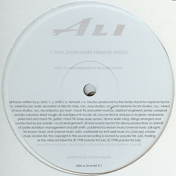 Ali - Love Letters | Polydor (LOVELET 3) Ali - Love Letters | Polydor (LOVELET 3)