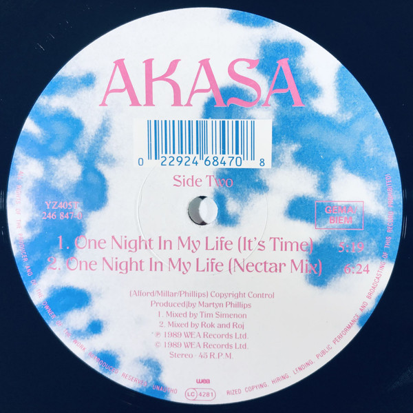 Akasa - One Night In My Life | WEA (YZ405T) - 4