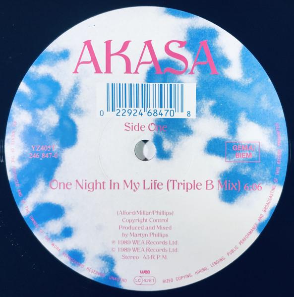 Akasa - One Night In My Life | WEA (YZ405T) - 3