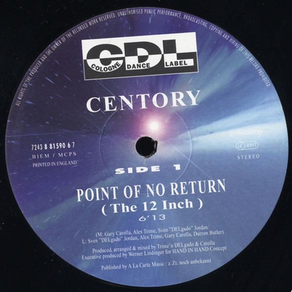 Centory - Point Of No Return | CDL - Cologne Dance Label (7243 8 81590 6 7) - 2 Centory - Point Of No Return | CDL - Cologne Dance Label (7243 8 81590 6 7) - 2