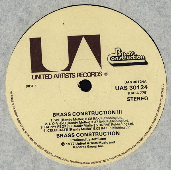 Brass Construction - Brass Construction III | United Artists Records (UAS 30124) - 3 Brass Construction - Brass Construction III | United Artists Records (UAS 30124) - 3