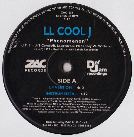 LL Cool J - Phenomenon | Zac Records (ZAC 251) LL Cool J - Phenomenon | Zac Records (ZAC 251)