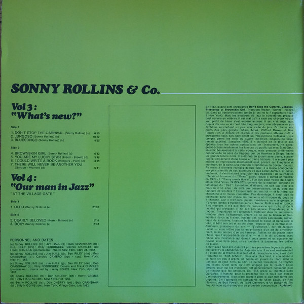 Sonny Rollins - Vol 3 : "What's New?" / Vol 4 : "Our Man In Jazz" | RCA (741091/092) - 2